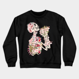 Skeleton and Flowers Bones and Botany Cottagecore Crewneck Sweatshirt